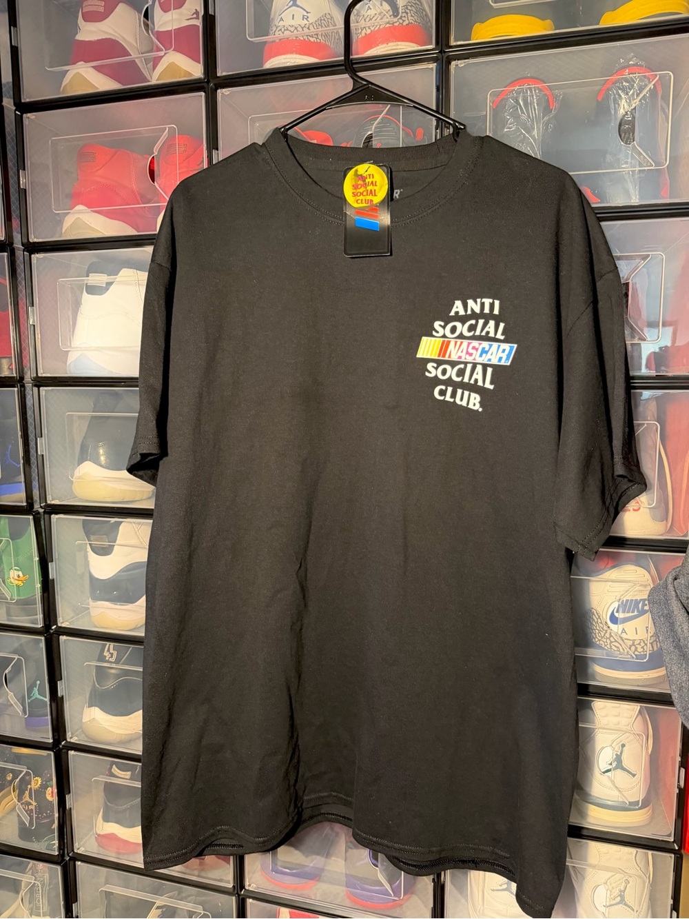 Anti Social Social Club Black Tee with Multicolor NASCAR Logo